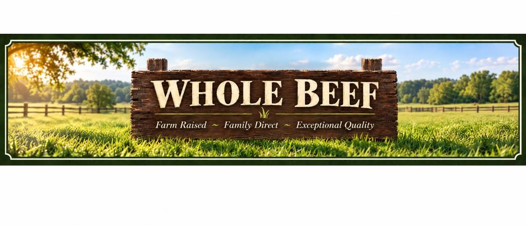 Whole beef farm raised sign