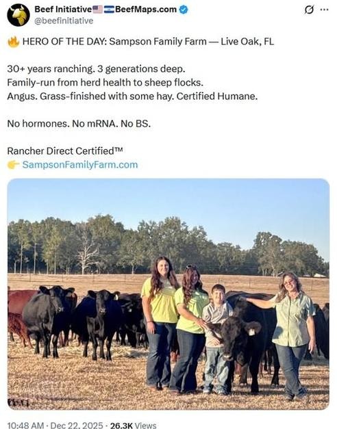 Beef Initiative Hero of the Day — Sampson Family Farm, Live Oak FL